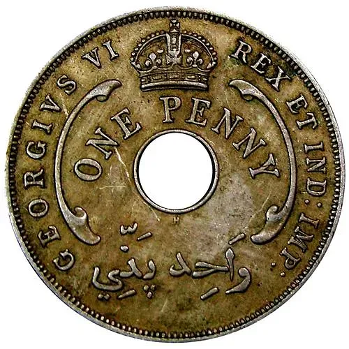 1 пенни 1947, H, знак монетного двора: "H" - Хитон, Бирмингем [Британская Западная Африка]