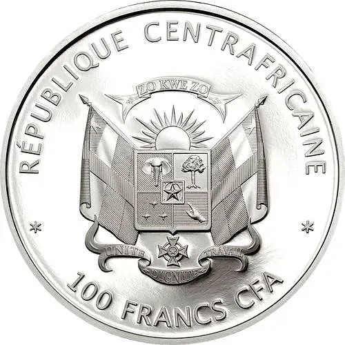 100 франков 2015, Синий кит [Центральноафриканская Республика (ЦАР)] Proof