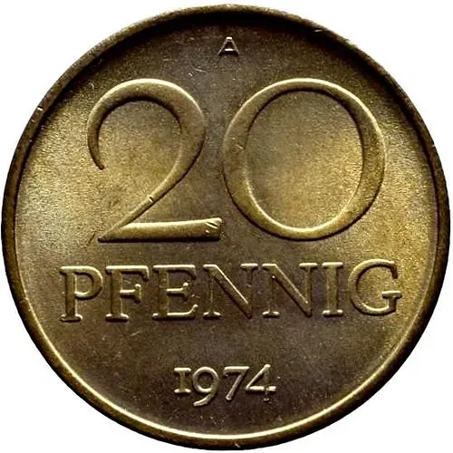 20 пфеннигов 1974, A [Германия / ГДР]