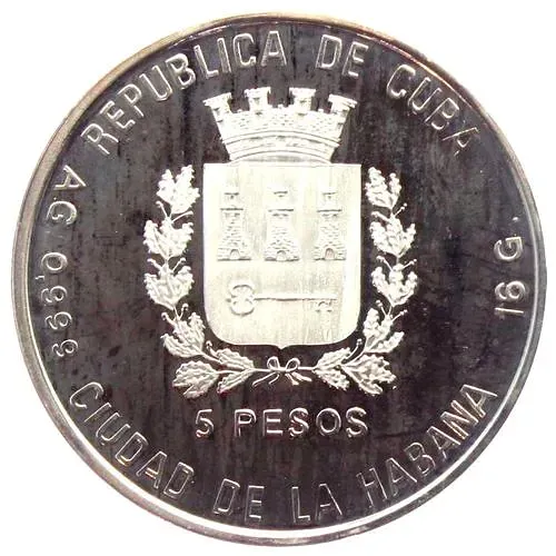 5 песо 1990, Чемпионат мира по футболу 1990, Италия [Куба]