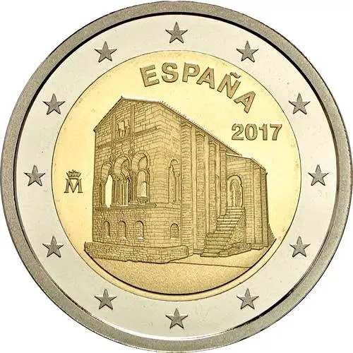 2 евро 2017, ЮНЕСКО - Церковь Санта-Мария-дель-Наранко в Овьедо [Испания]