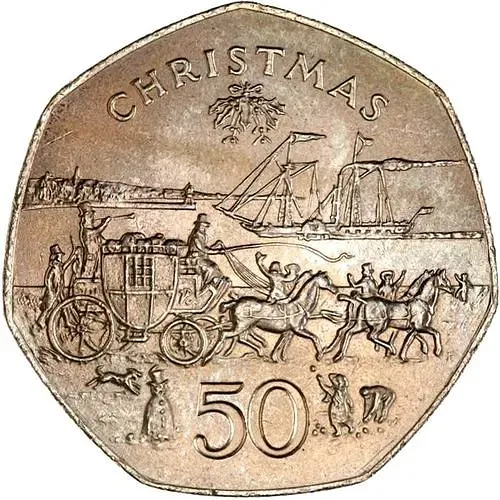 50 пенсов 1980, AA, Рождество [Остров Мэн]
