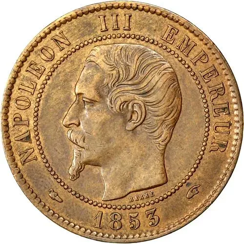 10 сантимов 1853, A, знак монетного двора: "A" - Париж [Франция]