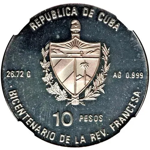 10 Pesos 1989, 200th Anniversary of the Great French Revolution - Bastille [Cuba]