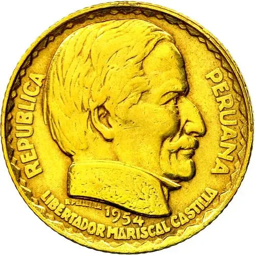 10 Centavos 1954, 100 Years of the Liberal Revolution, Ramon Castilla [Peru]