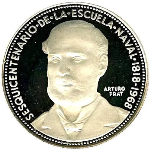 5 песо 1968, 150 лет Военно-морской академии [Чили]