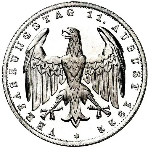 3 марки 1922, G, 3-я годовщина Веймарской конституции [Германия]