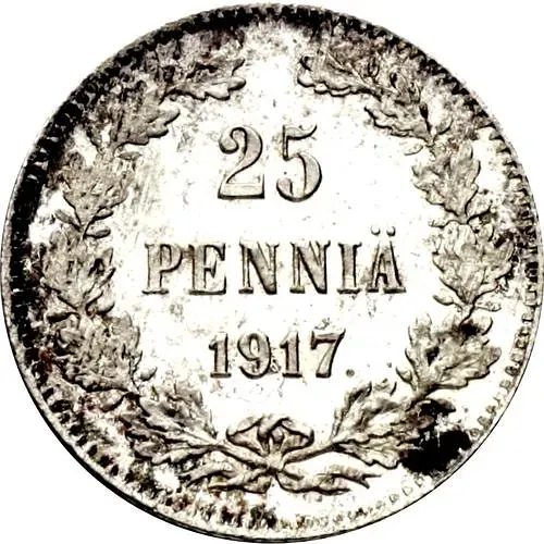 25 Pennia 1917, S, Coat of Arms Eagle without Crowns