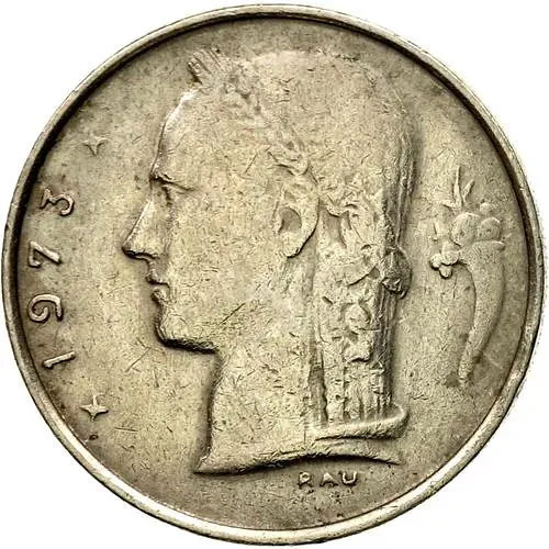 1 франк 1973, надпись на французском - "BELGIQUE" [Бельгия]