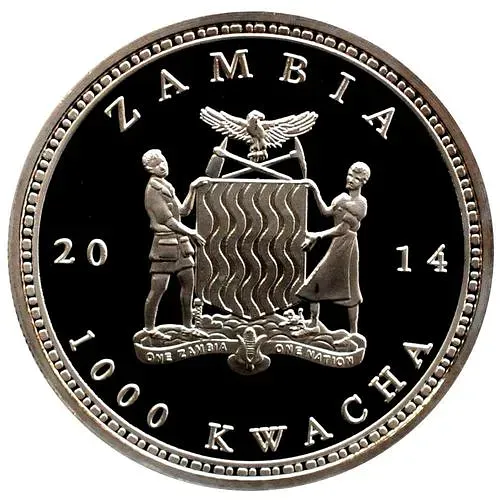 1000 квач 2014, слон [Замбия] Proof