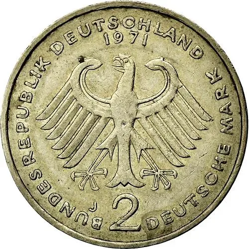 2 Marks 1971, J, Heuss [Germany / FRG]