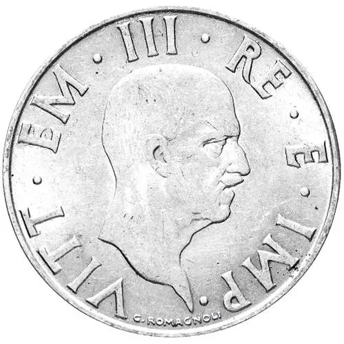 2 лиры 1939, магнитные, 1939 - XVIII, бюст вправо [Италия]