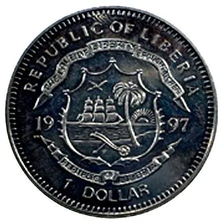 1 доллар 1997, 50 лет Независимости Индии /Махатма Ганди/ [Либерия]
