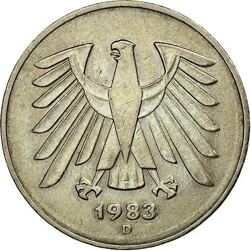 5 марок 1983, D, знак монетного двора: "D" - Мюнхен [Германия / ФРГ]