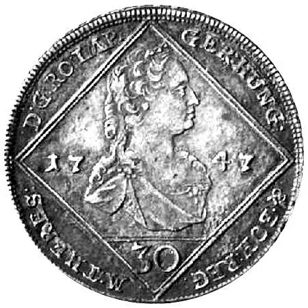 30 крейцеров 1746-1748, Мария Терезия - Орел с гербом Штирии [Австрия]