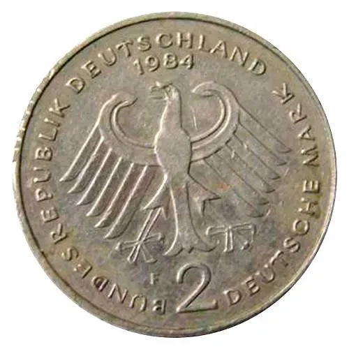 2 Marks 1984, F, Kurt Schumacher, 30th Anniversary of the Federal Republic (1949-1979) [Germany / FRG]