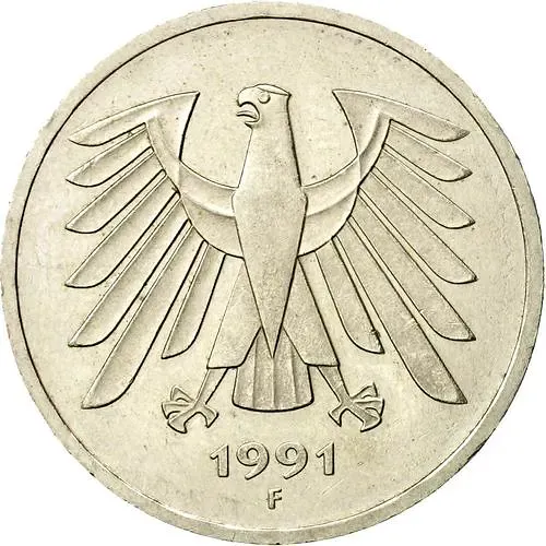 5 марок 1991, F, знак монетного двора: "F" - Штутгарт [Германия / ФРГ]