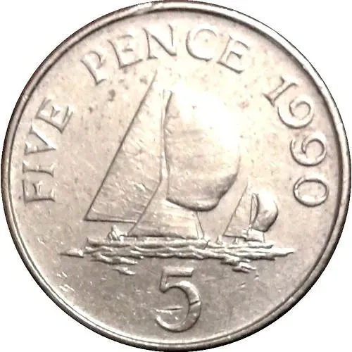 5 пенсов 1990, малый размер [Гернси]