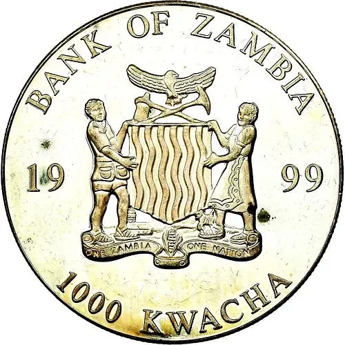 1000 квач 1999, 20 евро, лицевая сторона [Замбия] Proof