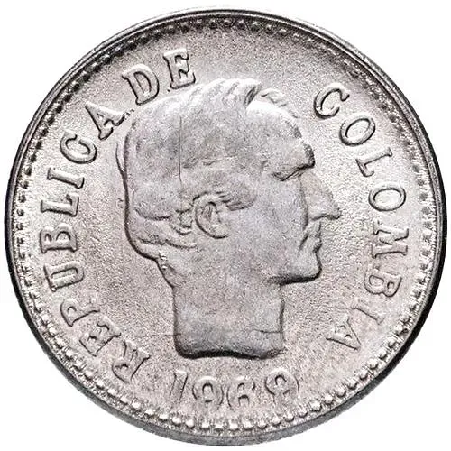 10 сентаво 1969, венок не закольцован на реверсе [Колумбия]