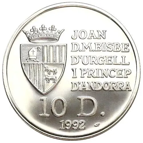 10 динеров 1992, 500 лет открытию Америки [Андорра]