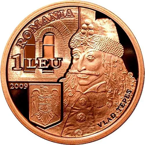 1 лей 2009, 550 лет со дня первого упоминания Бухареста во время правления Влада Цепеша [Румыния]