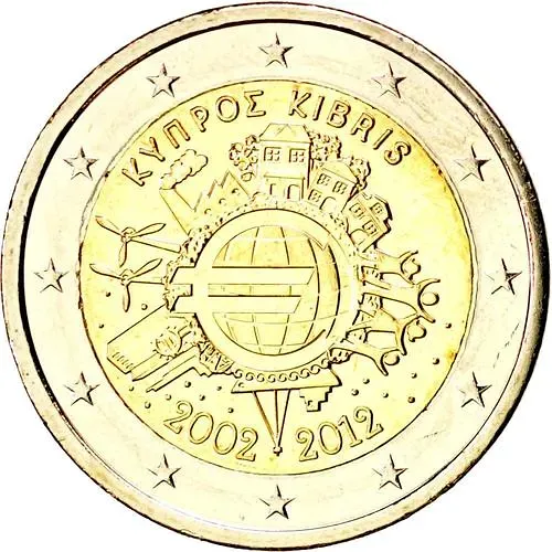 2 евро 2012, 10 лет евро наличными [Кипр]