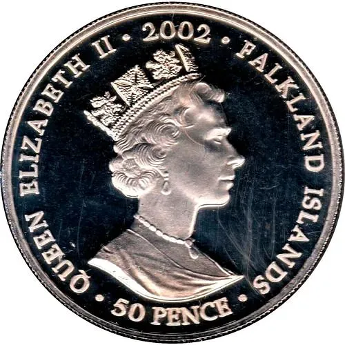 50 пенсов 2002, 50 лет правлению Королевы Елизаветы II, в карете для коронации [Фолклендские острова]