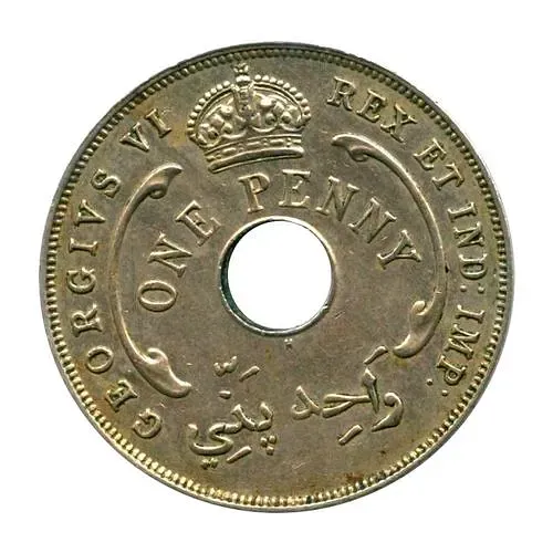 1 пенни 1940, H, знак монетного двора: "H" - Хитон, Бирмингем [Британская Западная Африка]