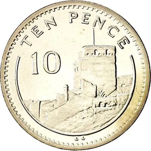 10 пенсов 1990, знак "AA" на реверсе [Гибралтар]