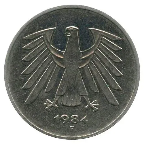 5 марок 1984, F, знак монетного двора: "F" - Штутгарт [Германия / ФРГ]