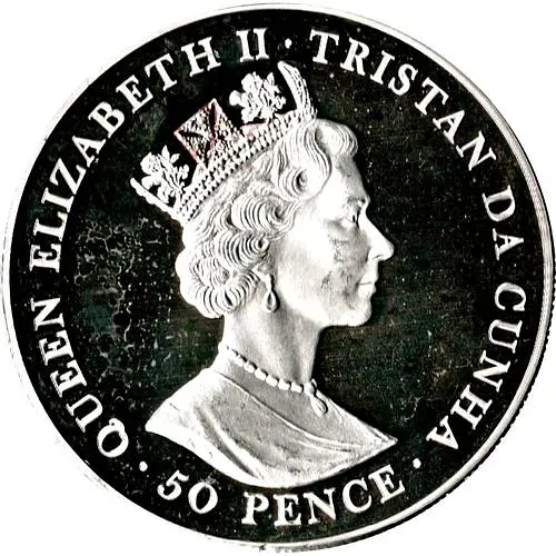 50 пенсов 2001, 100 лет со дня смерти Королевы Виктории [Тристан-да-Кунья / Острова Святой Елены, Вознесения и Тристан-да-Кунья]