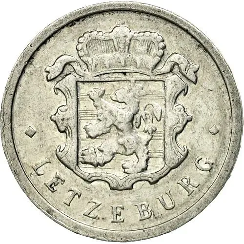 25 сантимов 1954, Монетное отношение аверс/реверс (180°) [Люксембург]