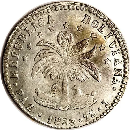 2 суэльдо 1853, Отметка МД "PAZ" - Ла-Пас [Боливия]