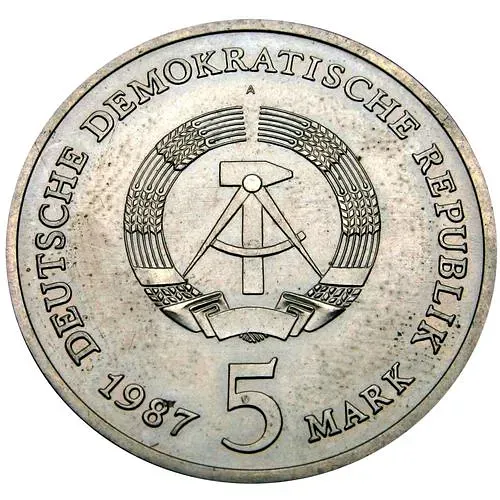 5 марок 1987, Красная ратуша [Германия / ГДР]