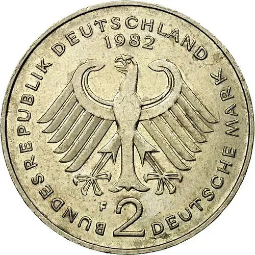2 Marks 1982, F, Kurt Schumacher, 30 Years of the Federal Republic (1949-1979) [Germany / FRG]