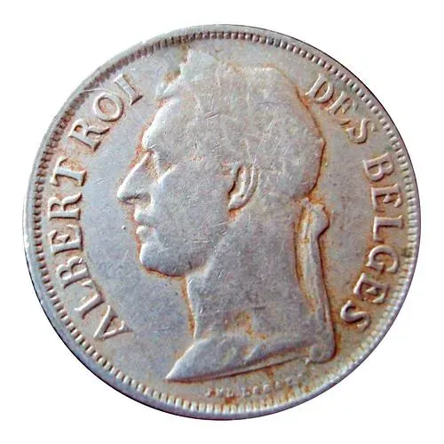 1 франк 1930, надпись на французском: "ALBERT ROI DES BELGES" [Демократическая Республика Конго / Бельгийское Конго]