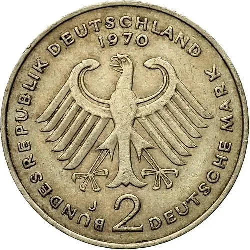 2 Marks 1970, J, Heuss [Germany / FRG]