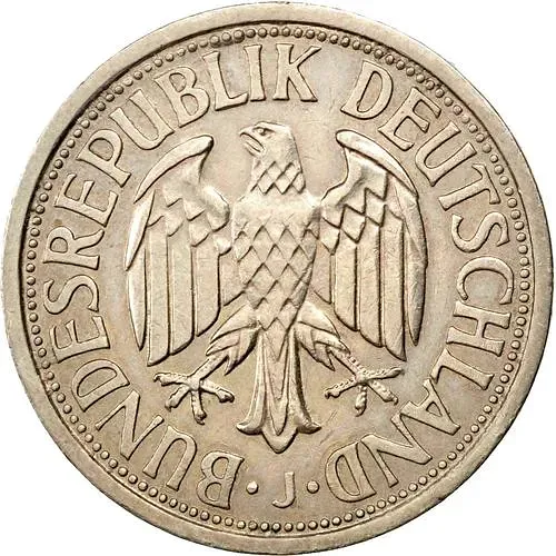 2 марки 1951, J, знак монетного двора: "J" - Гамбург [Германия]