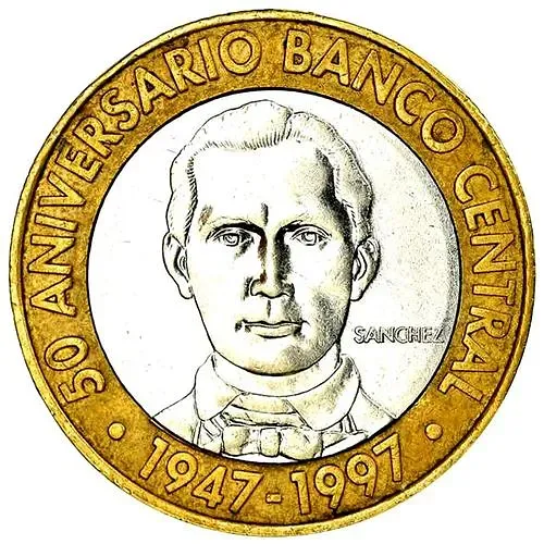 5 песо 1997, 50 лет Центробанку [Доминикана / Доминика]