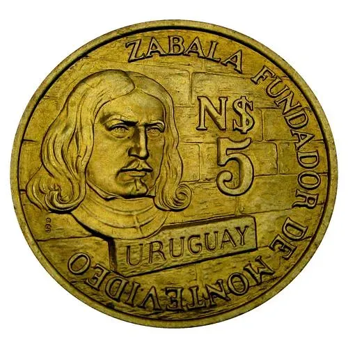 5 новых песо 1976, 250 лет со дня основания Монтевидео [Уругвай]