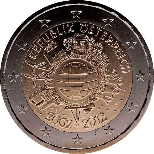 2 евро 2012, 10 лет евро наличными [Австрия]