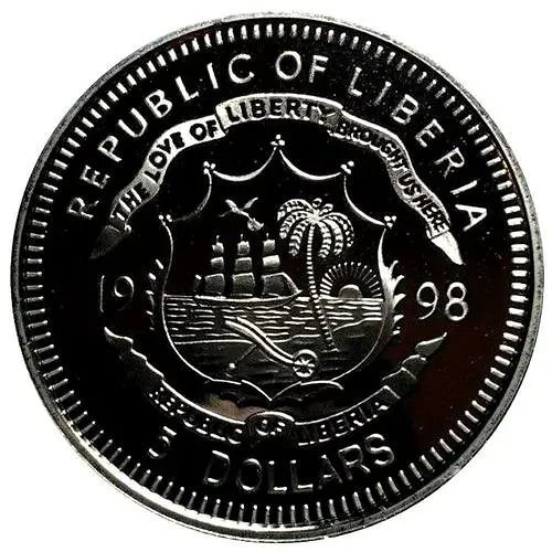 5 долларов 1998, Китайский гороскоп - Год Тигра [Либерия]