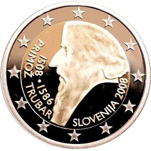 2 евро 2008, 500 лет со дня рождения Приможа Трубара [Словения]