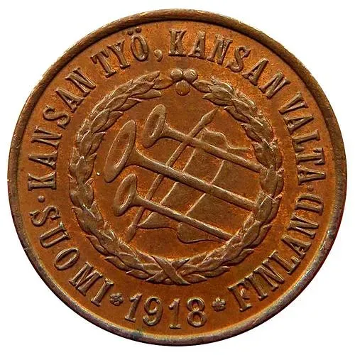 5 Pennia 1918, Trumpets on Obverse [Finland]