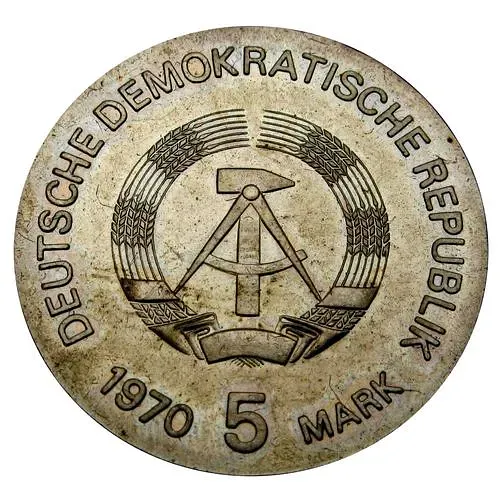 5 марок 1970, 125 лет со дня рождения Вильгельма Конрада Рентгена [Германия / ГДР]