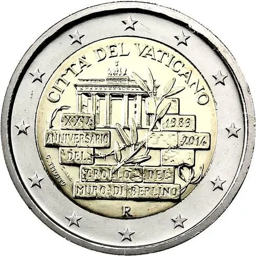 2 евро 2014, 25 лет падению Берлинской стены [Ватикан]