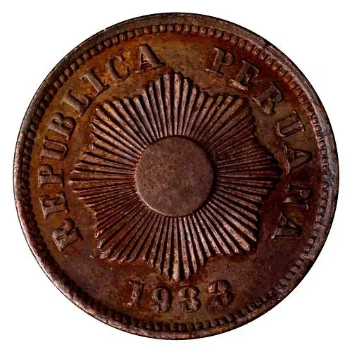 1 сентаво 1933, "CENTAVO" написано прямо [Перу]