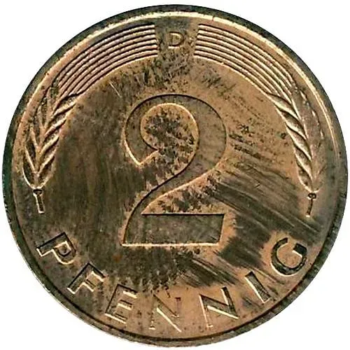 2 пфеннига 1994, D, знак монетного двора "D" - Мюнхен [Германия]