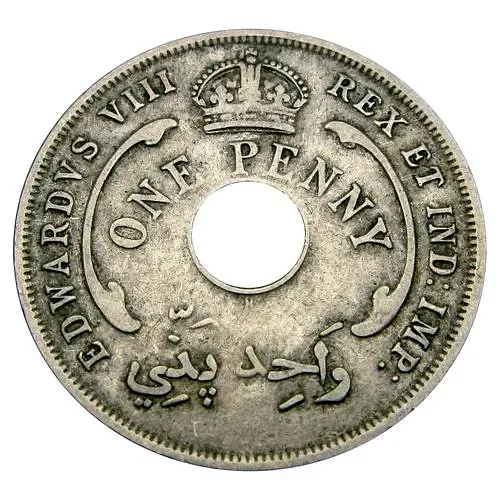 1 пенни 1936, H, Эдуард VIII, знак монетного двора: "H" - Хитон, Бирмингем [Британская Западная Африка]